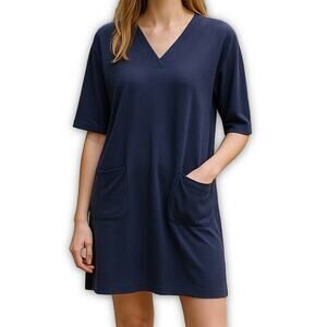 Lilly Pulitzer Tunic Pocket Dress Navy Blue Stretch Knit XS